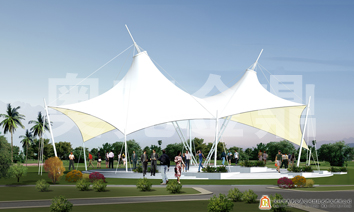 園林景觀膜結構休閑廣場張拉膜網球場膜結構