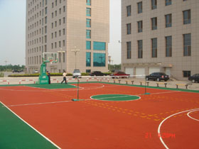 PU彈性塑膠球場地坪，籃球場地坪，彈性球場