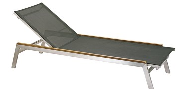 不銹鋼特斯林布躺床（柚木扶手）