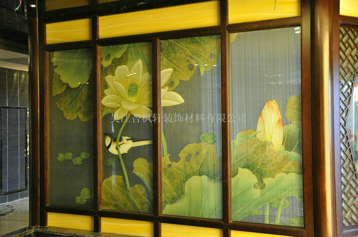 真絲手繪夾絹玻璃