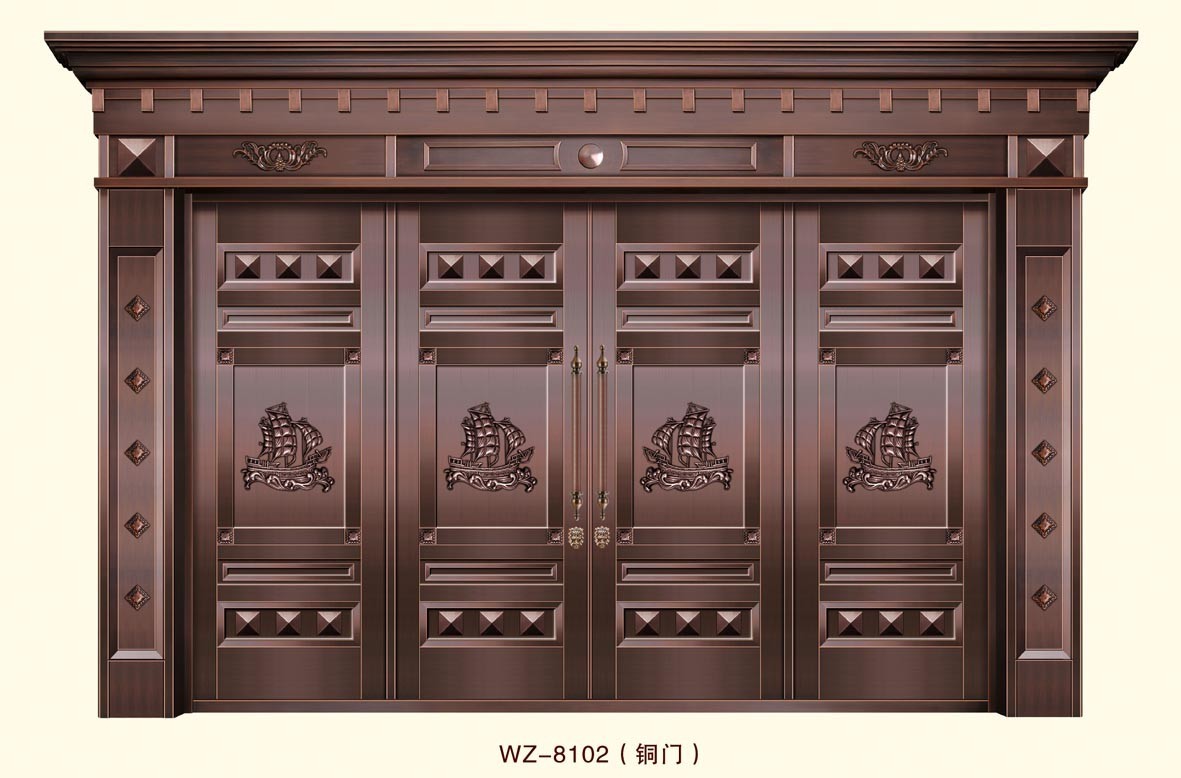 萬眾銅門、鍍銅門、銅鋁門、紫銅色型材、鋁皮、花件、