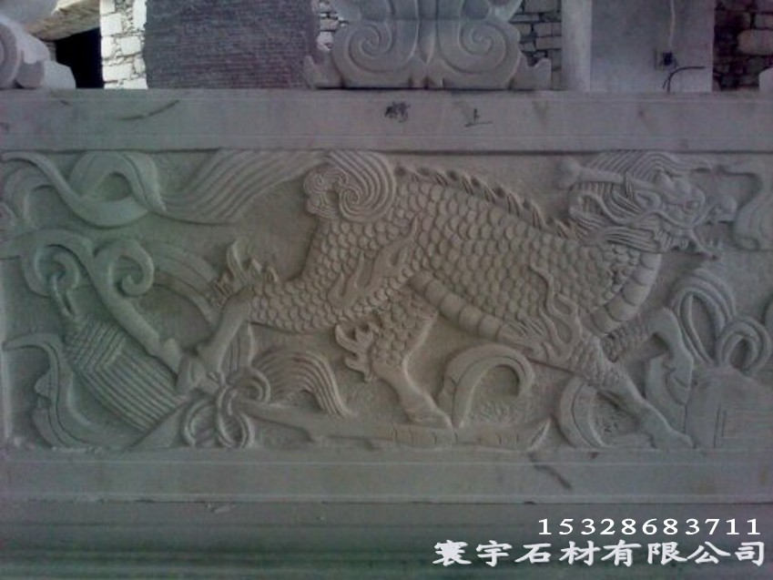 供應漢白玉浮雕欄桿麒麟