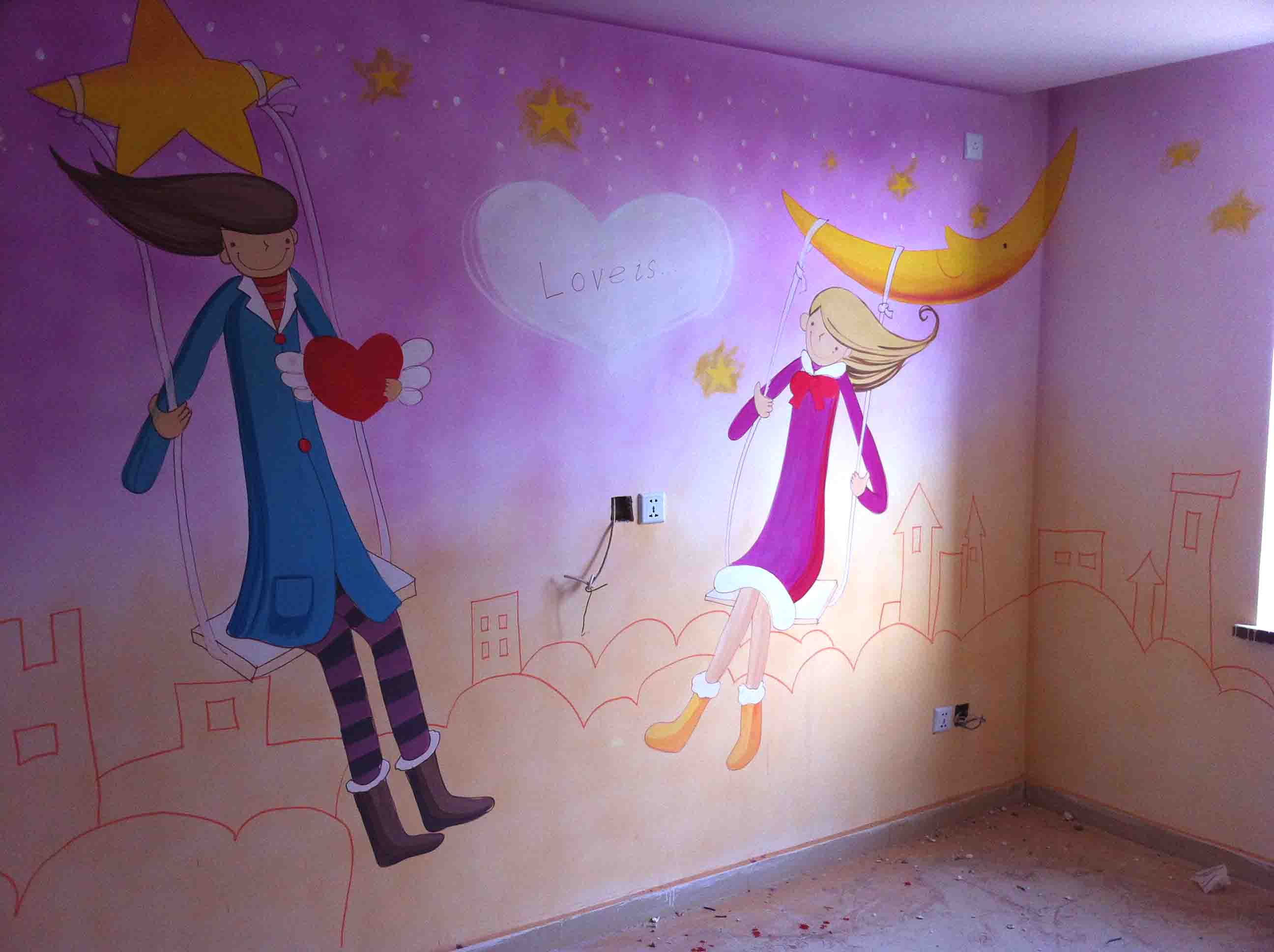 丹東藍天白云熒光畫彩繪畫762