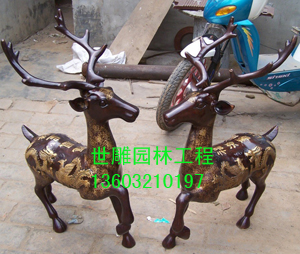 動物雕塑、鑄銅雕塑、梅花鹿雕塑