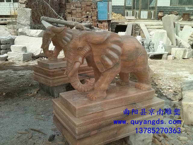 曲陽雕刻石雕大象晚霞紅大象富貴榮華象