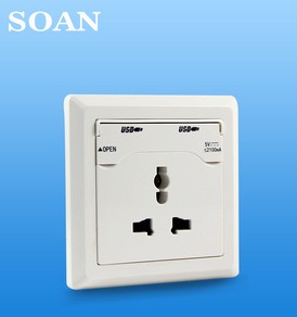 供應 家用/商用墻壁開關插座 帶USB接口的墻壁開