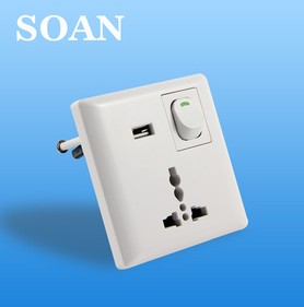 供應 索安 家用墻壁開關 帶USB接口的開關插座