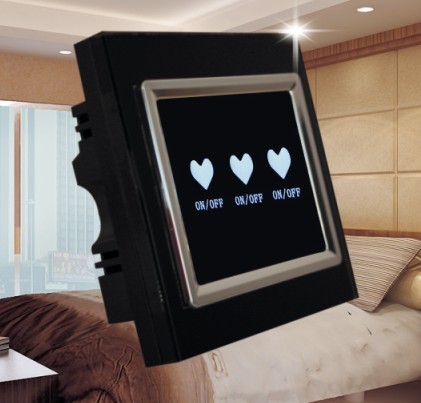 三路黑色愛琪智能遙控開關墻壁開關