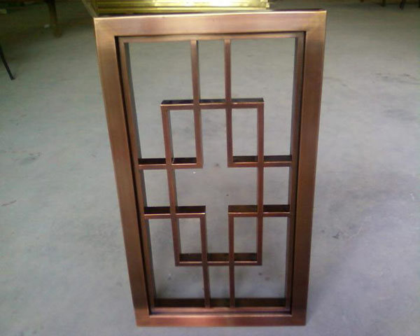 成都酒店古銅不銹鋼鏤空花格屏風-ISA亞鋼