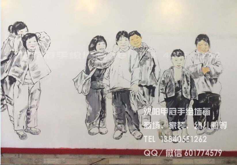 沈陽主題餐廳墻畫/個性發廊墻體彩繪/家裝墻畫