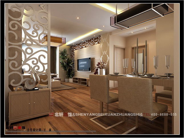 北軒裝飾華潤橡樹灣96平現代風格裝修案例賞析