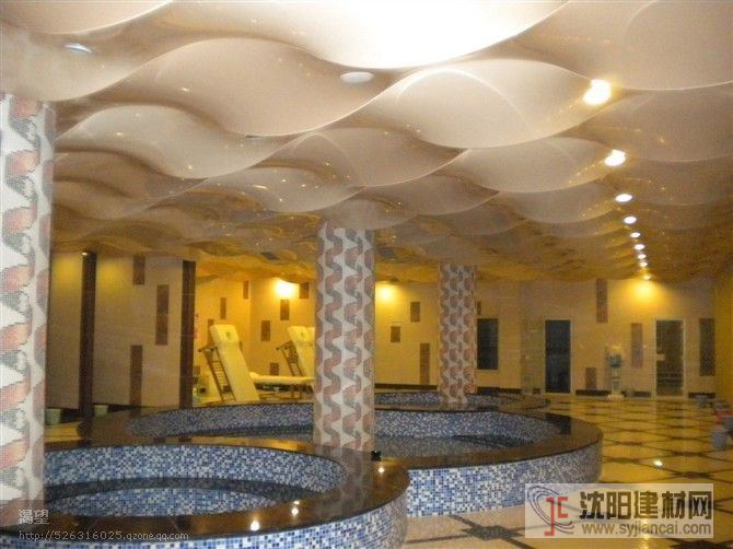 鐵嶺洗浴中心軟膜天花吊頂，透光膜，燈箱膜