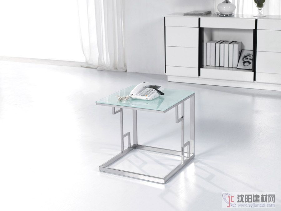 簡約不銹鋼茶幾（鋼化玻璃飾面）