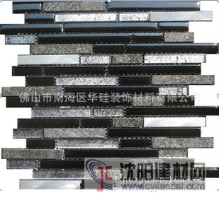長(zhǎng)條鋁材石材黑色水晶玻璃馬賽克 客廳玄關(guān)背景墻裝修