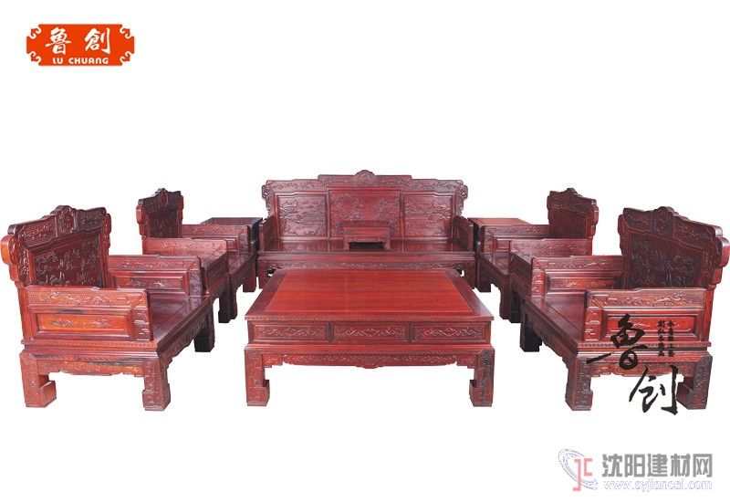 東陽紅木廠家直銷-大果紫檀漢宮春曉沙發