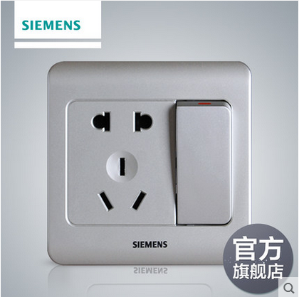西門子墻壁插座 遠景彩銀一開五孔特惠