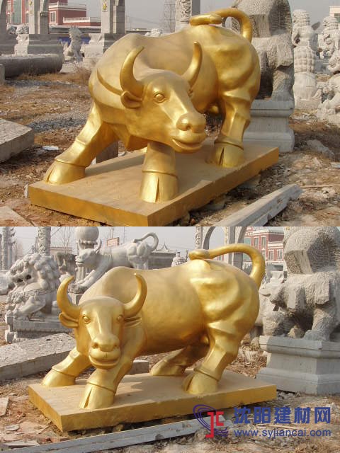 石雕牛，股市牛，幸運牛，崛起牛