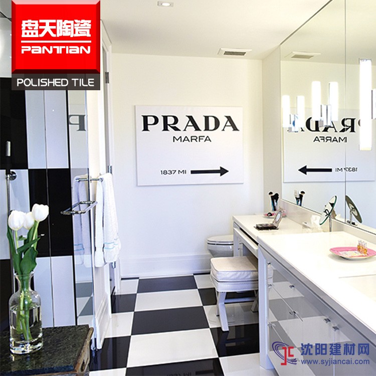 廠家直銷盤天陶瓷黑白系列拋光磚