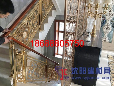 銅屏風別墅樓梯護欄黃銅欄桿案例