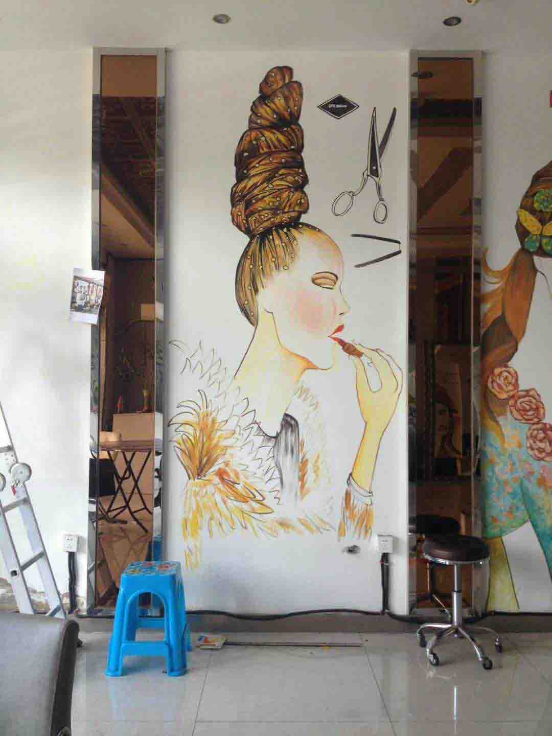 發型設計裝飾畫、油畫、墻畫