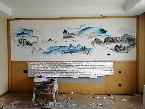 長白山酒店客房壁畫繪制