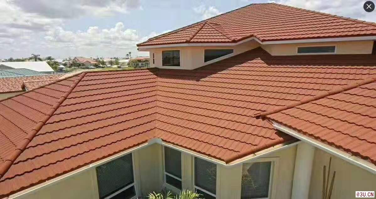 河北彩石金屬瓦鋼結構屋面瓦輕鋼別墅彩石瓦