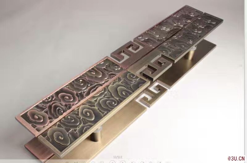 祥云雕刻 長(zhǎng)方形 大拉手 木門拉手 中式復(fù)古 大門